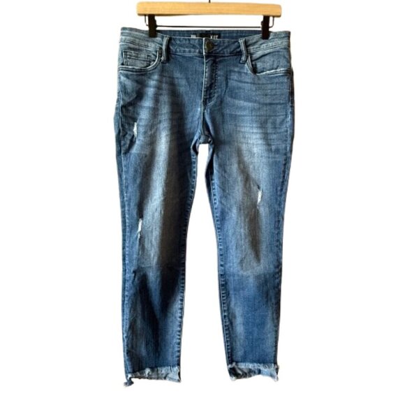 Women's 10 Kut from the Kloth Connie Mid Rise Ankle Skinny Distressing Raw Hem - Picture 1 of 7